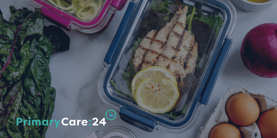 PC24 Blog (5) A healthy lunch idea featuring eggs, chicken, lemon and spinach.